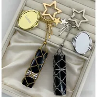 Custom Name Portable Small Mirror Lipstick Bag Keychain Stainless Steel Metal Net Pocket Interchangeable Lip Balm Bag Key Chain 4