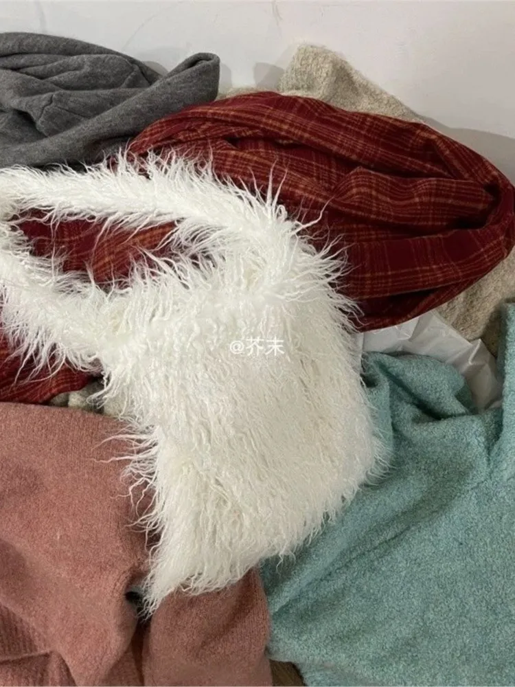 JIAERDI Plush Soft White Handbag Women Hot Girls Versatile Casual Chic Y2k Bag Purse Ladies Harajuku Aesthetic Shoulder Bags New