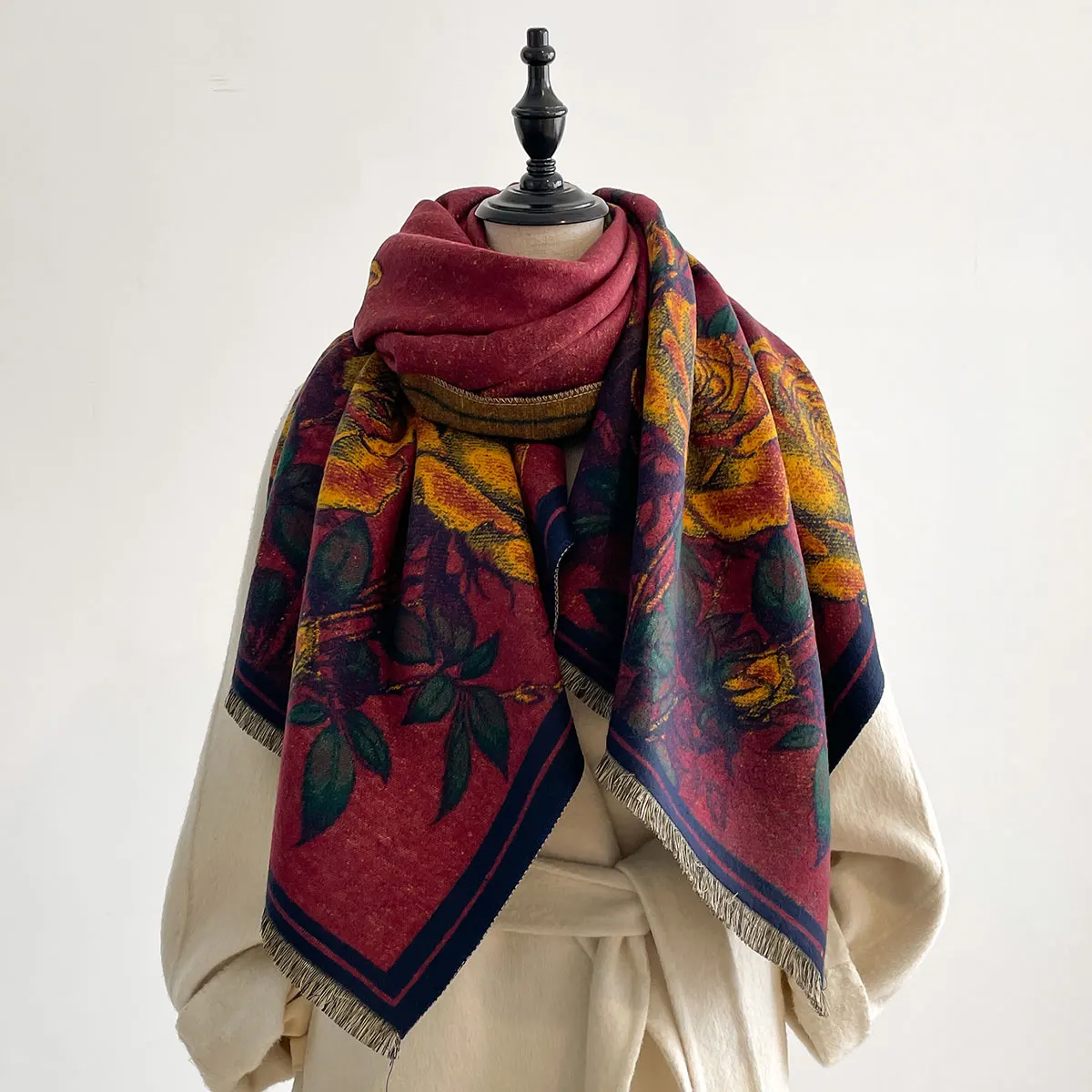 Women Winter Fashion Warm Imitation Cashmere Scarf Luxury Pashmina Blanket Thick Shawl Wrap Neckerchief Bufanda Echarpe Poncho