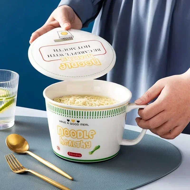 

Чаша в стиле бенто, Набор чашек мгновенного приготовления с коробкой 1180 мл, креативная Крышка для лапши, ланча, супа, Студенческая керамика