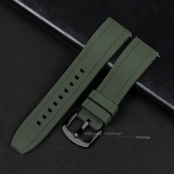Deluxe Silicone Quick Release Watch Strap - Universal Replacement Watchband - 22mm (Army green - black)