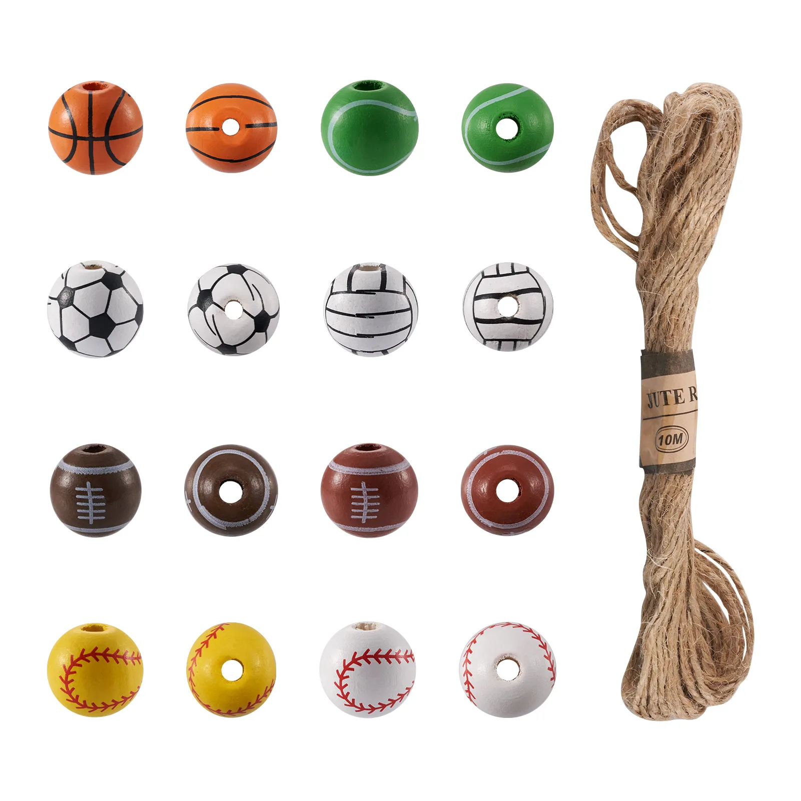 120 PCS Craft Decoration Sports Ball Wooden Beads Baseball Sports Charms Sports  Beads Bracelet – the best products in the Joom Geek online store