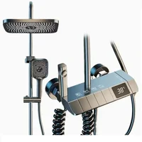 Piano Key Gun Gray Digital Display Shower System 4 Function Bathroom Rain Shower Combo Set with 3 Mode Bidet Sprayer 1