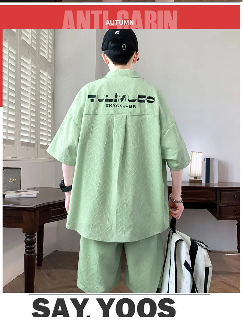 2026 Sommer Herren-Sets: Lässige Kurzarmhemden und Shorts im High-Street-Stil – Lockere Oberteile & knielange Hosen Anzüge – Detail 19
