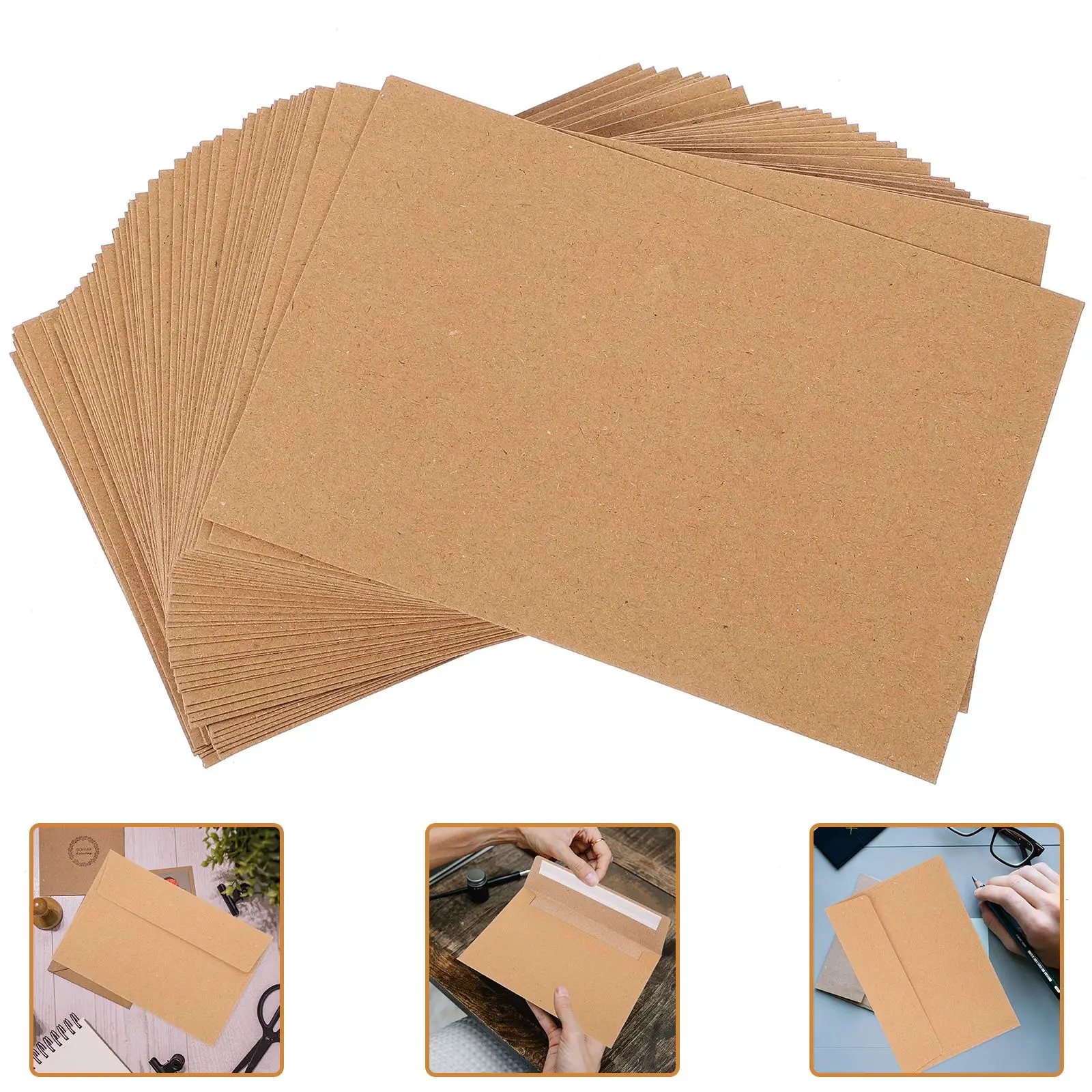 Kraft Paper Envelopes Mailing Envelopes 50Pcs Invitation Card Paper Set Suitable For Christmas Valentine's Day And Other Festival