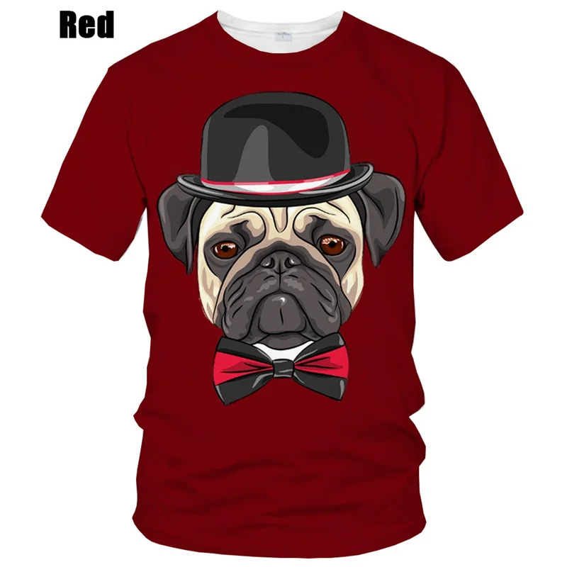 

Новая футболка с 3D принтом мопса, мужская и женская модная повседневная милая детская одежда с круглым вырезом и коротким рукавом, футболки, топы
