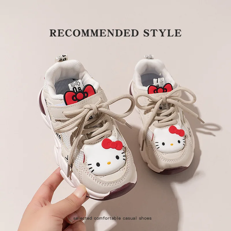 

Sanrios Anime Hellokitty Sports Shoes Breathable Cartoon Height Increase Running Shoes Anti Slip Casual High Top Shoes Girl Gift