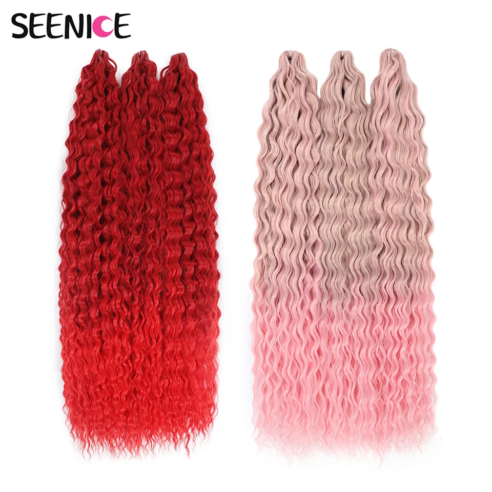Ariel Curl 22 30 Inch Water Wave Twist Crochet Hair Extensions Synthetic Crochet Braids Ombre Red Pink Afro Curls Braiding Hair 1