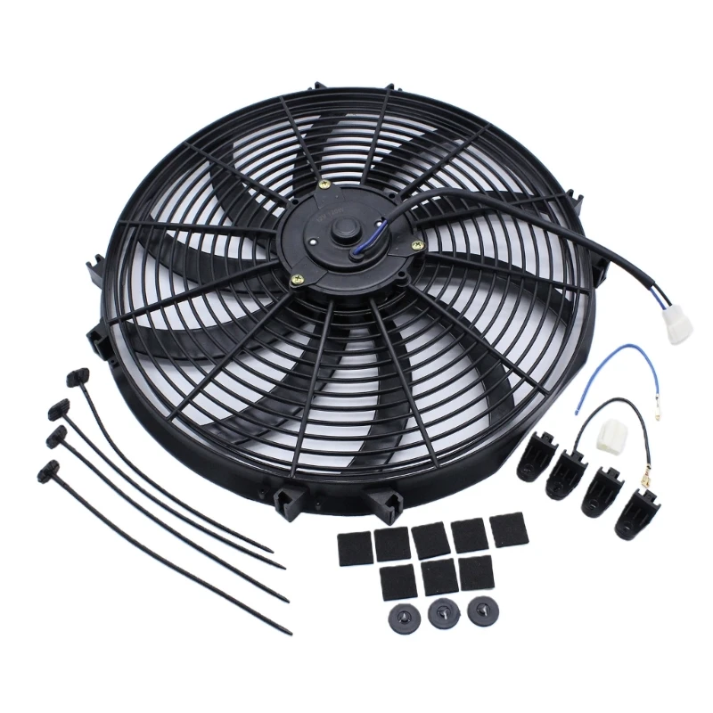 

U90C 16Inch Universal Slim Fan Push Pull Electric Radiator Fan Air-Sucking Type Cooling & Mounting Kit 12V 120W