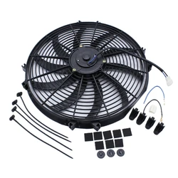 U90C 16Inch Universal Slim Fan Push Pull Electric Radiator Fan Air-Sucking Type Cooling & Mounting Kit 12V 120W