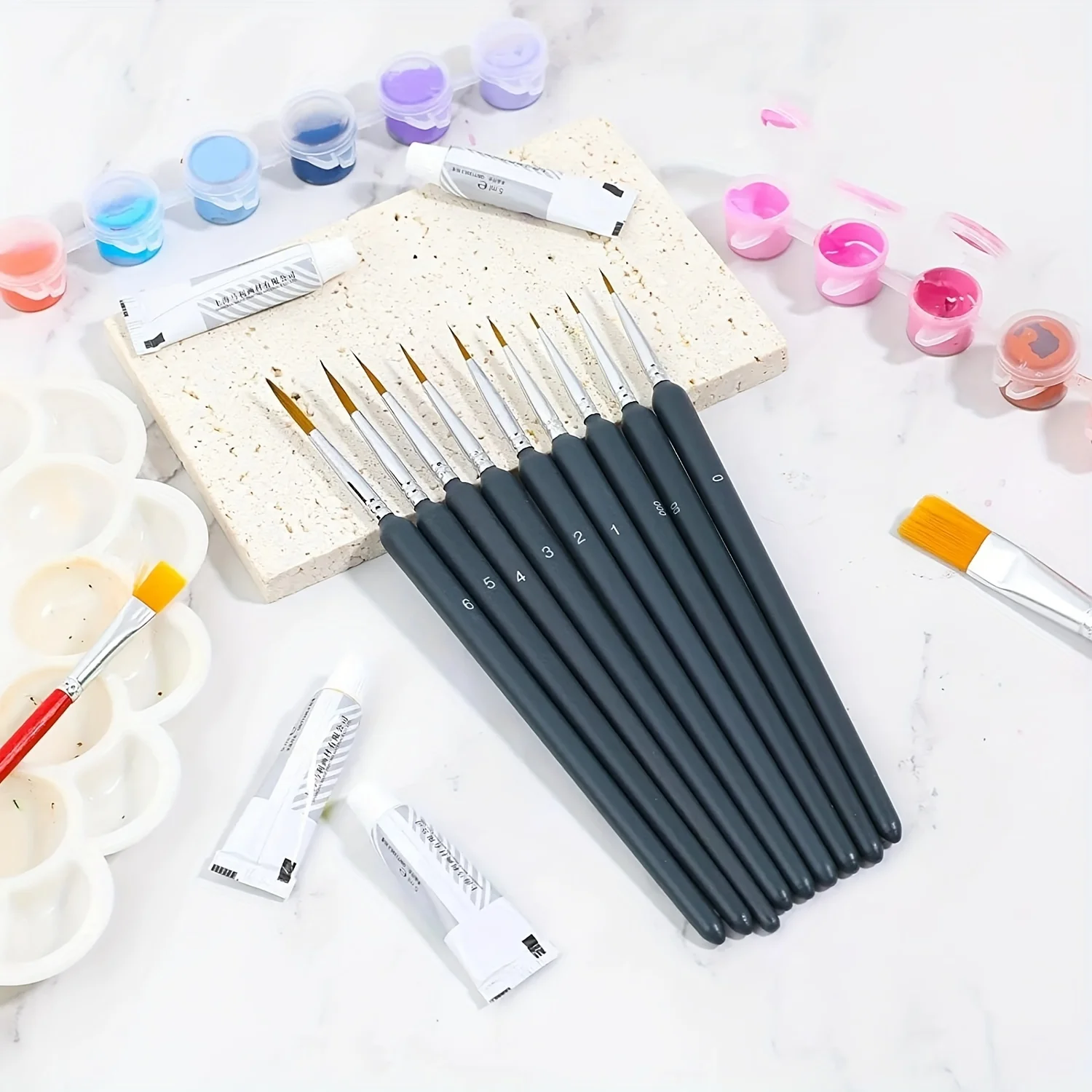11 Pcs Miniature Detail art Paint Brush Set with Wood Handle Painting  Supplies Outline Pen Watercolor Handmade Painting Tools - AliExpress
