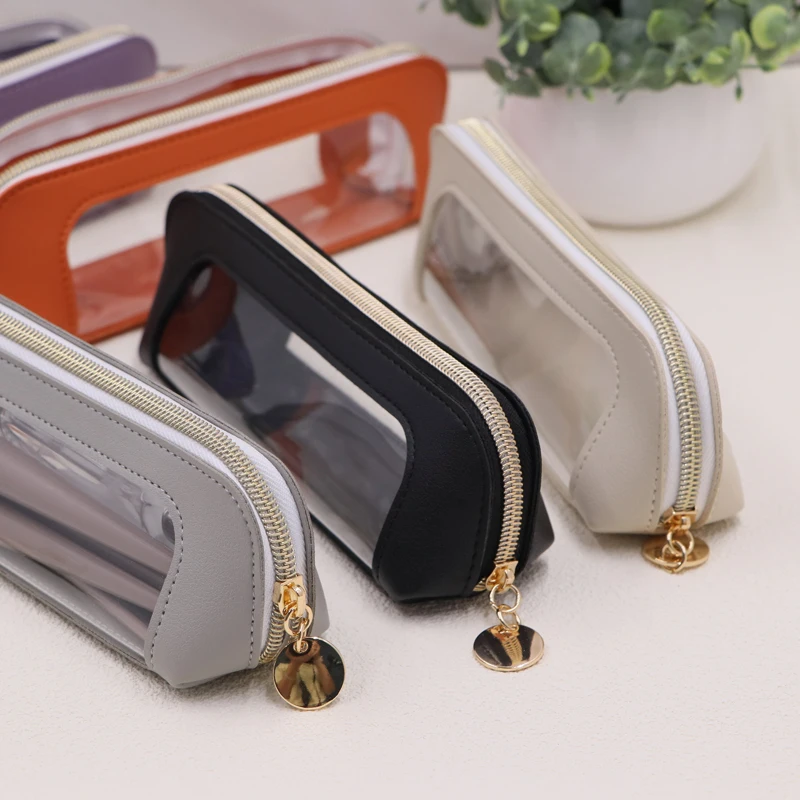 Kleine Transparente Make-up-Tasche Aus PU-Leder – Wasserdicht, Mit Reißverschluss | Kosmetik-Organizer Für Unterwegs