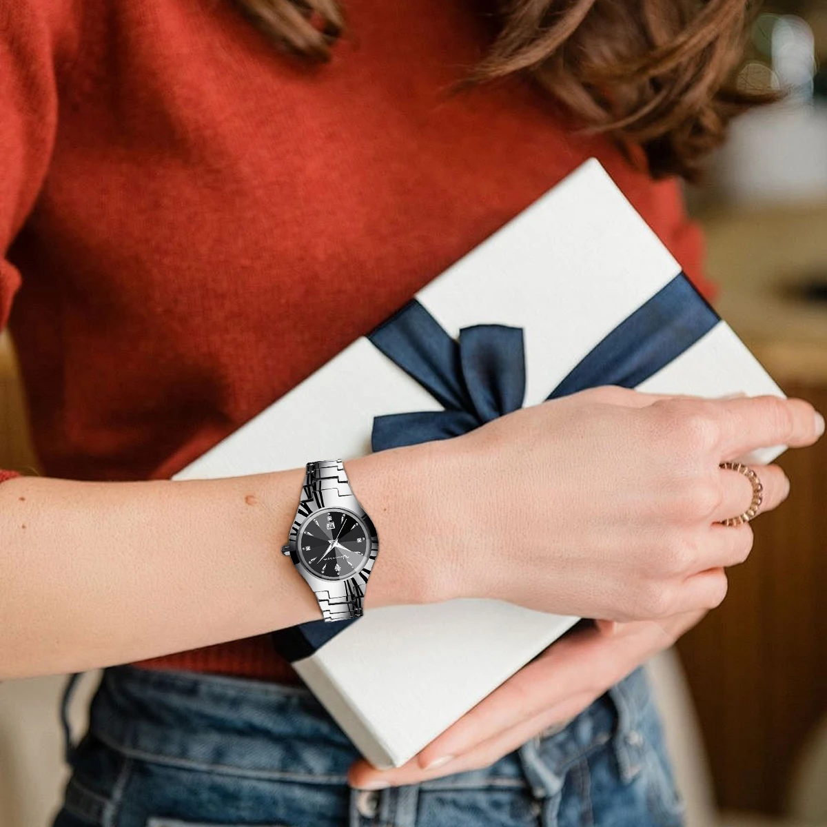VA VA VOOM Fashion Tungsten Steel Women Watch 25mm Small Dial Diamond Glass Luxury Quartz Movement Women Gift Wrist Watch Reloj 4