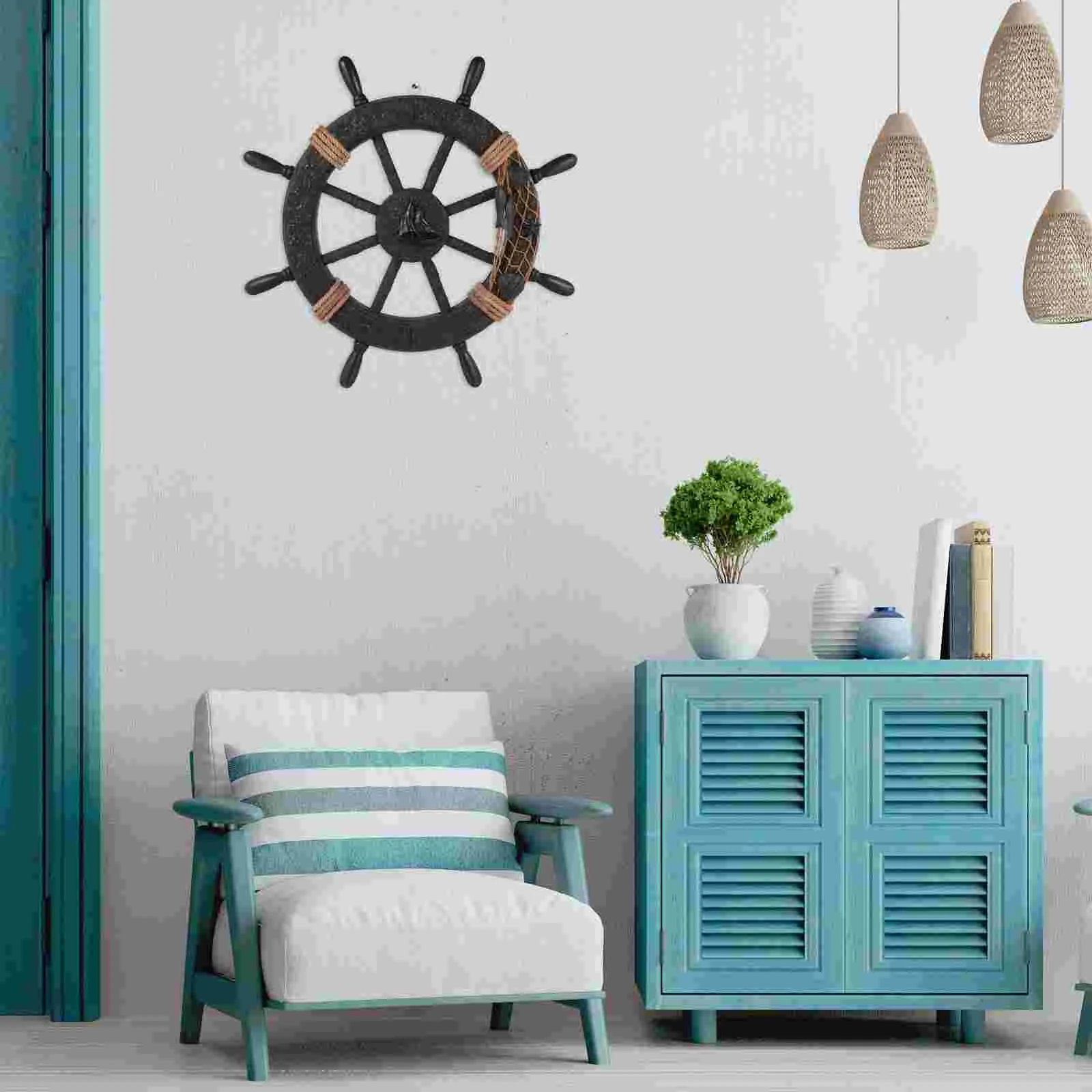 Mediterranean Boat Steering Wheel Home Decor Rudder Wheel Pirate