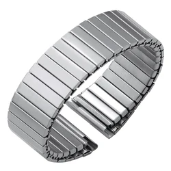 Flexible Stainless Steel Watch Band - Elastic Stretch Metal Strap - M - 145mm (Silver)