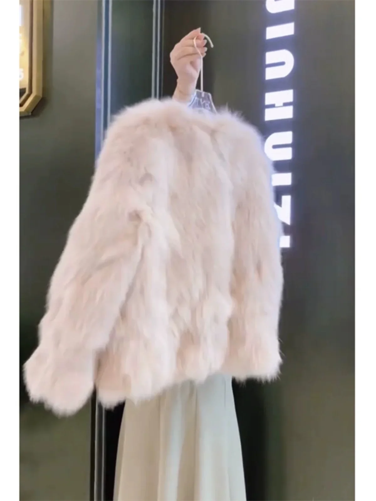 Advanced Pink Flower Imitation Fox Fur Coat Woman 2023 New Autumn and Winter Gentle Warm Long Sleeve Faux Fur Cardigan Female