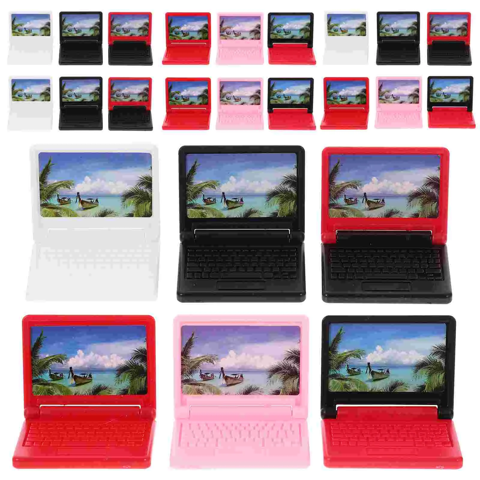

24Pcs Simulation Laptop Toy Dolly House Laptop Decorative Mini Ornament