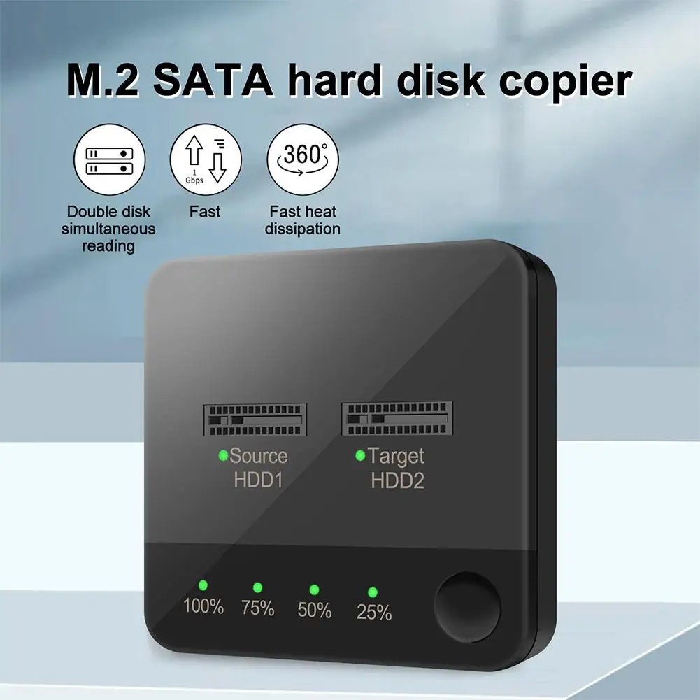 USB 3.1 M.2 SATA Dual-Bay NGFF SSD Enclosure Dock Station Clone SATA Drive State Offline Solid Reader M.2 Double Tray 2023