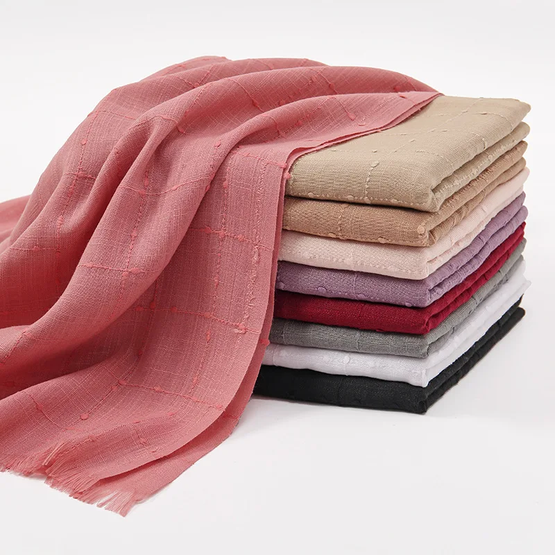 

Вискозный хлопковый мусульманский хиджаб в горошек, шарфы, Женская длинная шаль, однотонный головной платок, головные повязки, мусульманский тюрбан, повязка на голову, платок, бандана