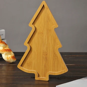 Christmas Tree Wooden Tray Tableware Dried Fruit Snacks Multi Grid Wooden Plates Home Fruit Plates Restaurant Festival Plates 2