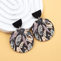 Vivian Acrylic 3D Printing Leaf Dangle Earrings 3