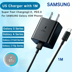 Enhanced Product Title:  
SAMSUNG Fast Charging Adapter with Type C Cable - 45W Charger + 1m/2m Cable Options - Black US with 1m