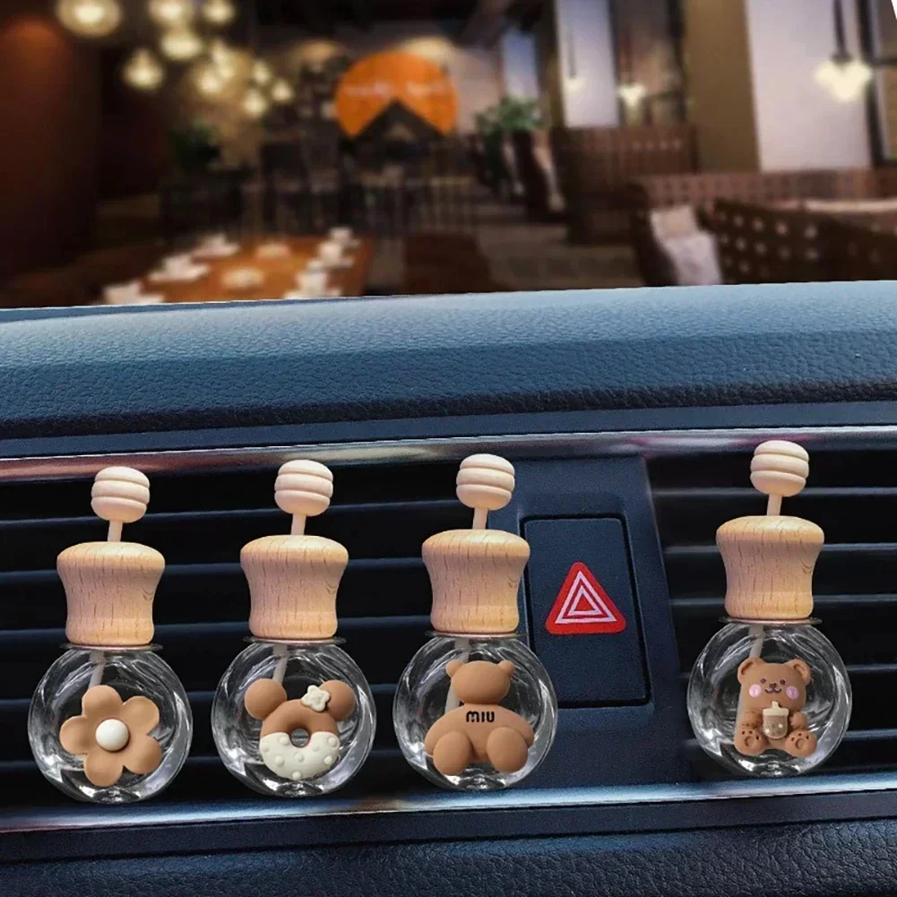 Glass Car Perfume Bottle Air Freshener with Wooden Cap