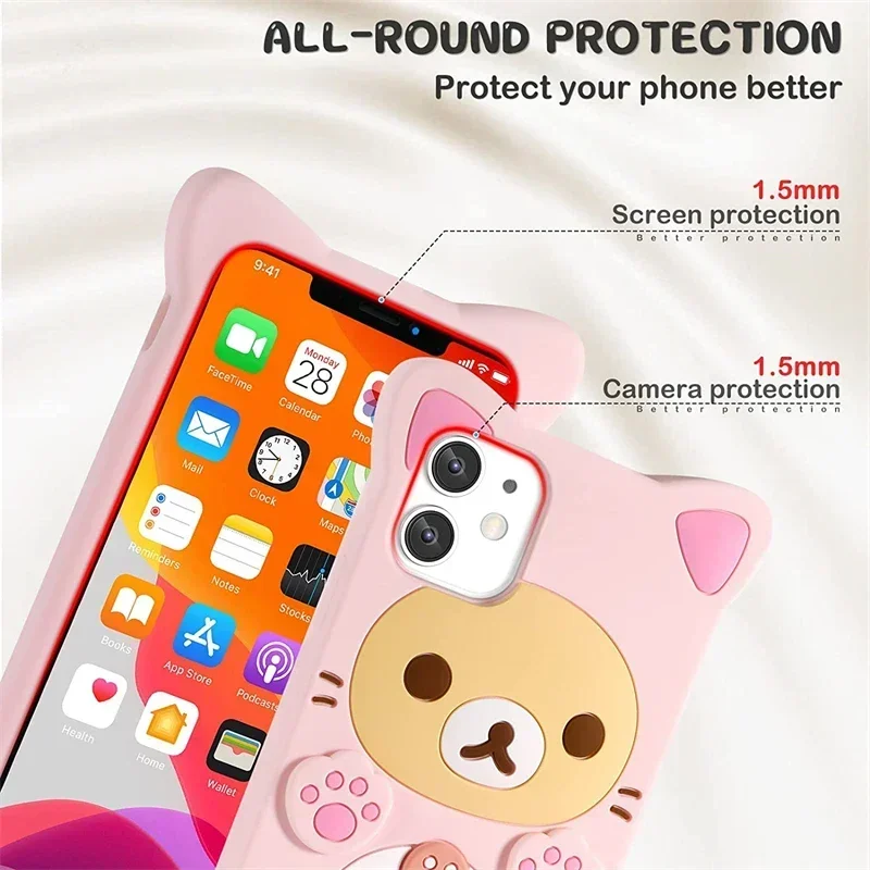 Adorable Cartoon Bear Kawaii Soft Silicone Shockproof Phone Case Cover