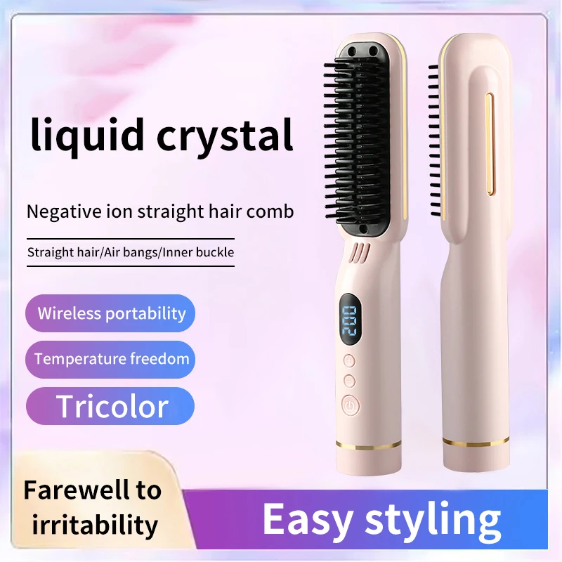 Wireless Wet & Dry Hair Straightening Comb PTC Heated Ceramic Coated Anti-Hot Temperature Controlled Hair Care & Styling Comb 2