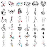 Fine 925 Bracelet Accessories Fit European Silver Plated Charms Dentist Nurse Tooth Stethoscope Diy Bead For Women Men Jewelry 1