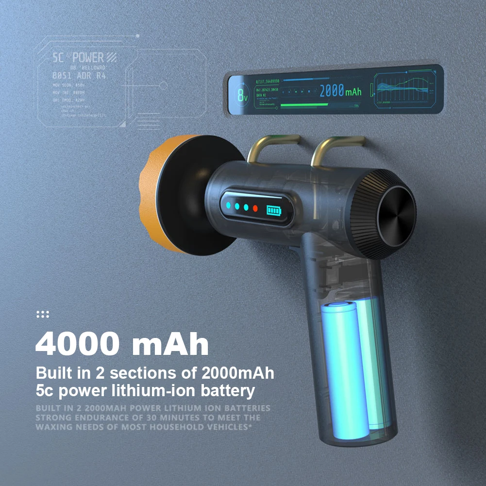 Cordless Car Polisher 2000RPM Electric Polishing Wax Tool 4000mAh Auto Polish Waxing Machine Adjustable Speed Wireless Polisher