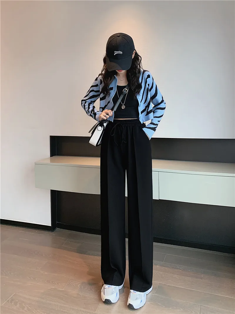 CGC 2022 Harajuku Solid Pants Women 2022 Spring Autumn Straight Sweatpants Casual Cotton Breathable Wide Leg Women Sports Pants cigarette pants