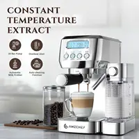 Espresso Machine with LCD Display, 20 Bar Cappuccino Machines with Automatic Milk Frother for Home Gifts, Latte Coffee Maker wit 2