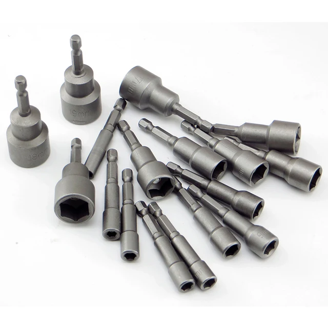 Ugelli per viti a esagono incassato Dado Set di cacciaviti esagonali da 1/4 "Adattatore per trapano per dadi esagonali da 5-12 mm per utensili per la lavorazione del legno 3
