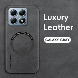 Magnetic Retro Leather Soft Wireless Charging Phone Case Cover for Xiaomi 14T Pro (GRAY)