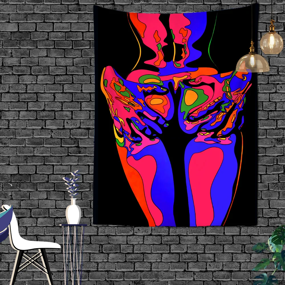 Psychedelic Tapestry Wall Hanging 80s Aesthetic Wall Cloth Tapestries Hippie Decor Living Room Bedroom Bohemian INS Print