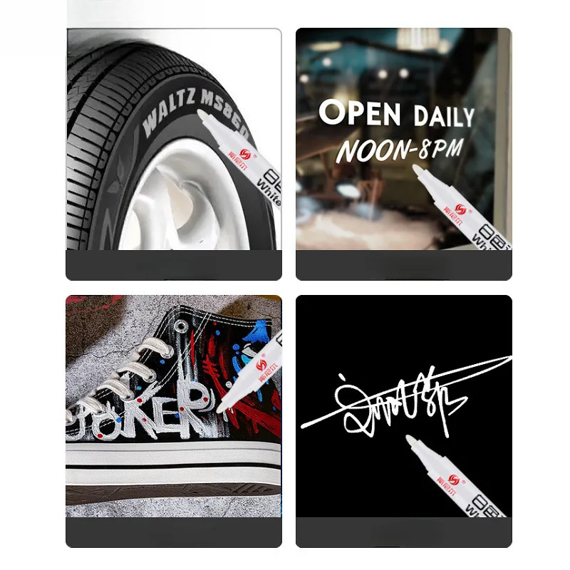 흰색 마커 유성 미세 팁 택배 방수 비퇴색 광고용 인사말 카드 타이어 유리 형광펜 지우지 못함