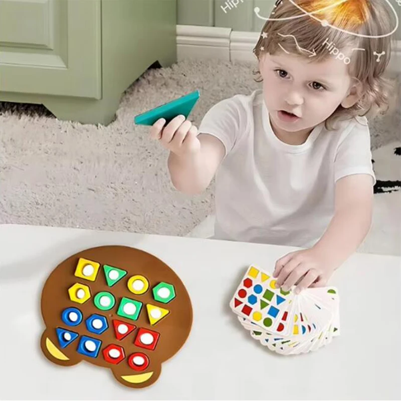 Children's early education puzzle teddy bear shape puzzle game, children's color matching toys, reaction learning board, develop 3