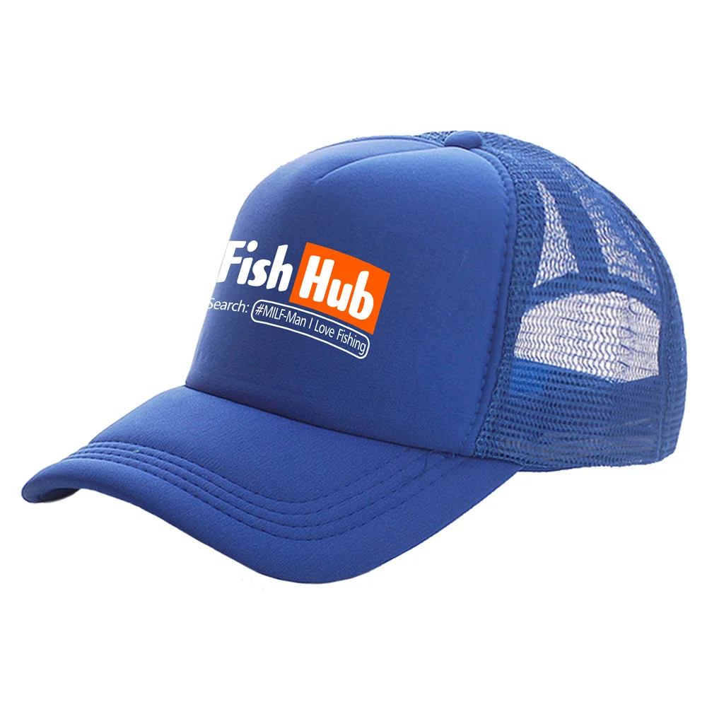 Fish Hub Trucker Cap Men Funny Fishing Hat Baseball Cap Cool Summer Unisex  Mesh Net Caps MZ-499