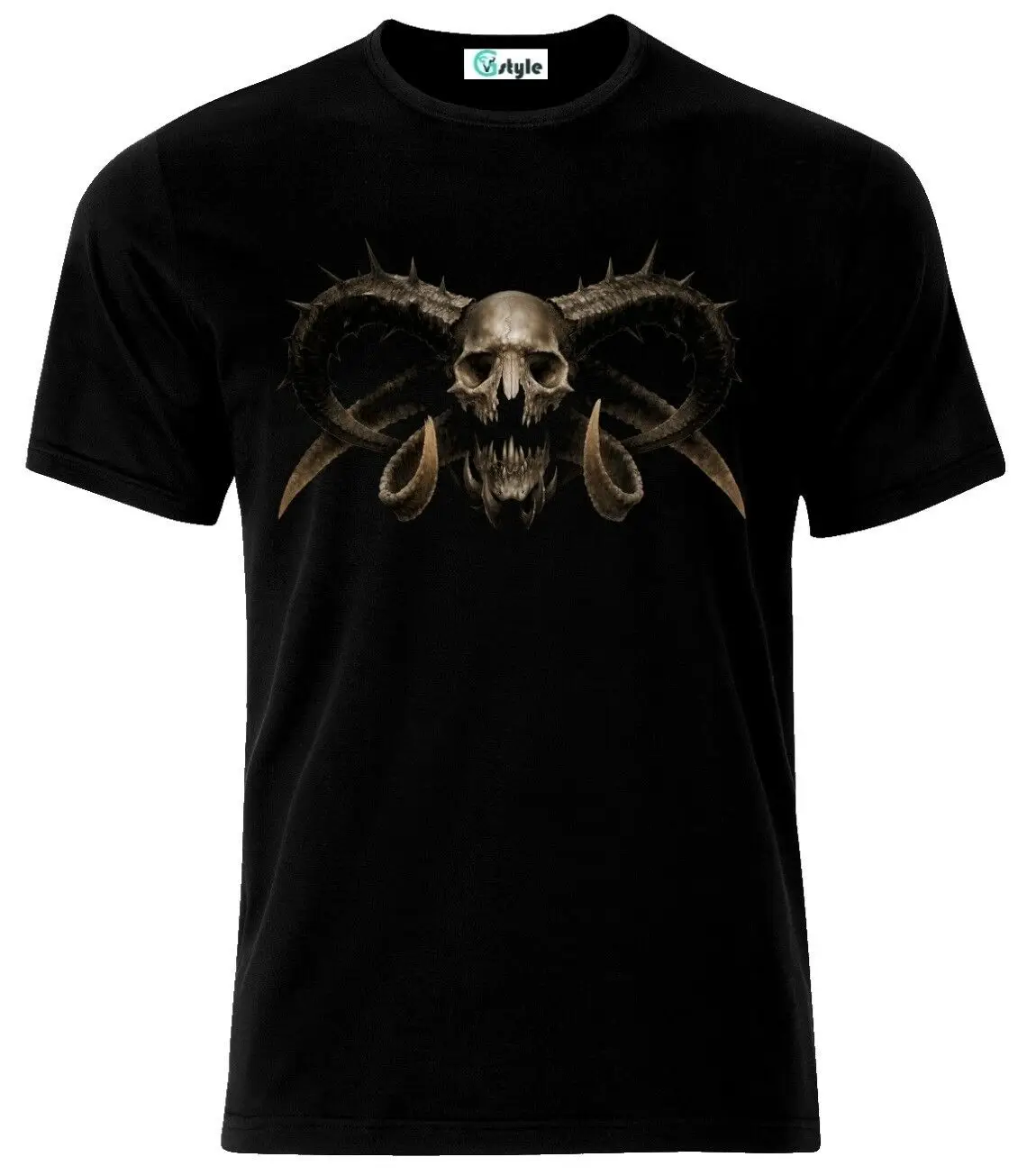 

Gothic Devil Demon Skull Tattoo T-Shirt. Summer Cotton Short Sleeve O-Neck Mens T Shirt New S-3XL
