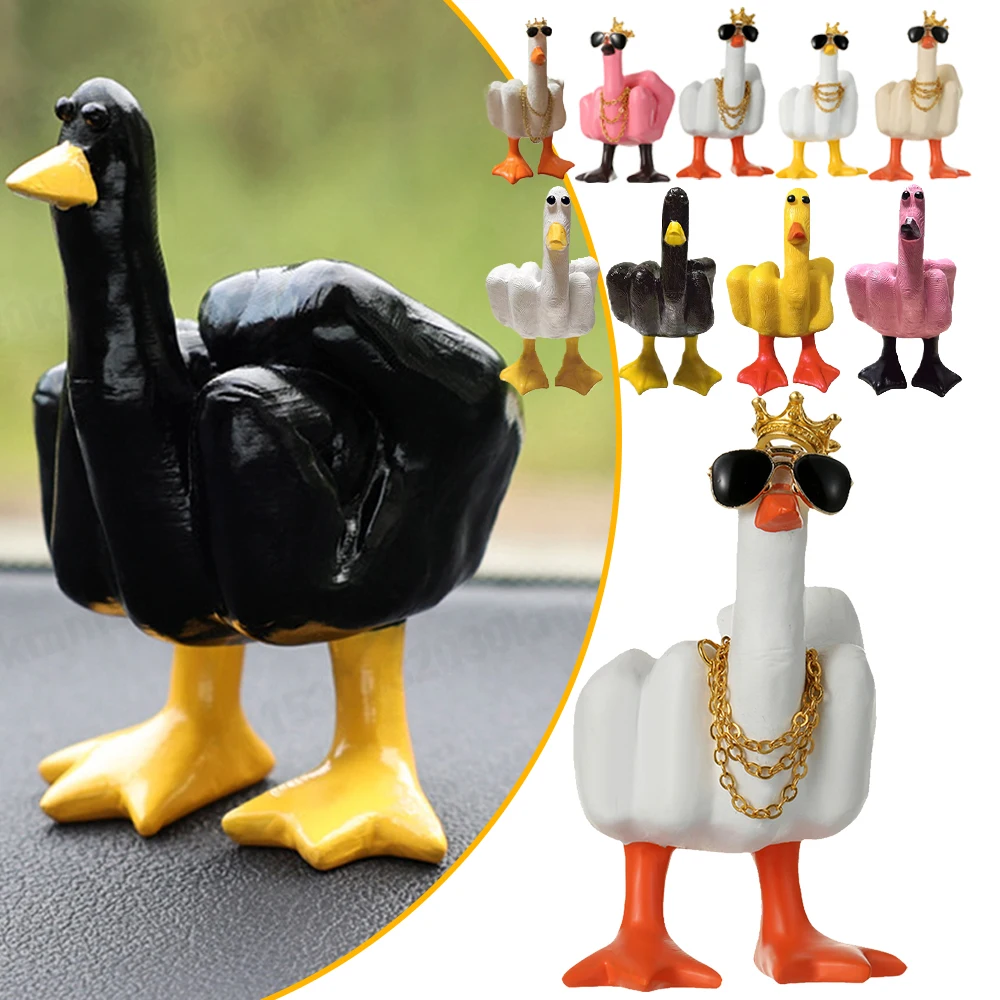 INN Ornements Canard Doigt D'honneur En Résine Drôle Statue Amusante De Canard Décoration De Chambre Cadeau Article De Décoration - Maison