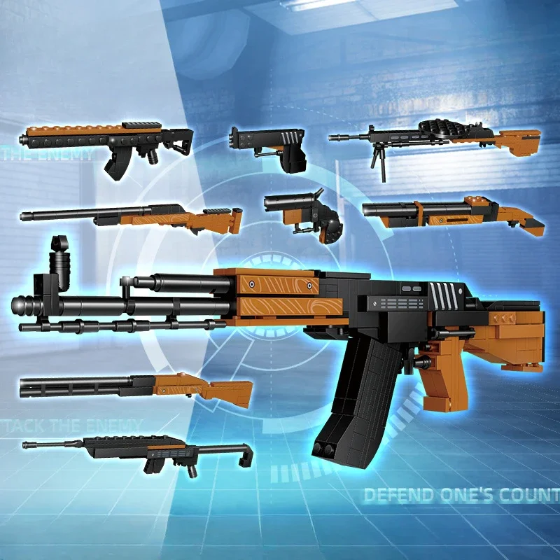 8 in 1 Set Brick Toy Gun Set AK Desert Eagle Rifle Building Block Pistol DIY 3D Puzzle Fake Gun Collection Gift for Kids Adult 4