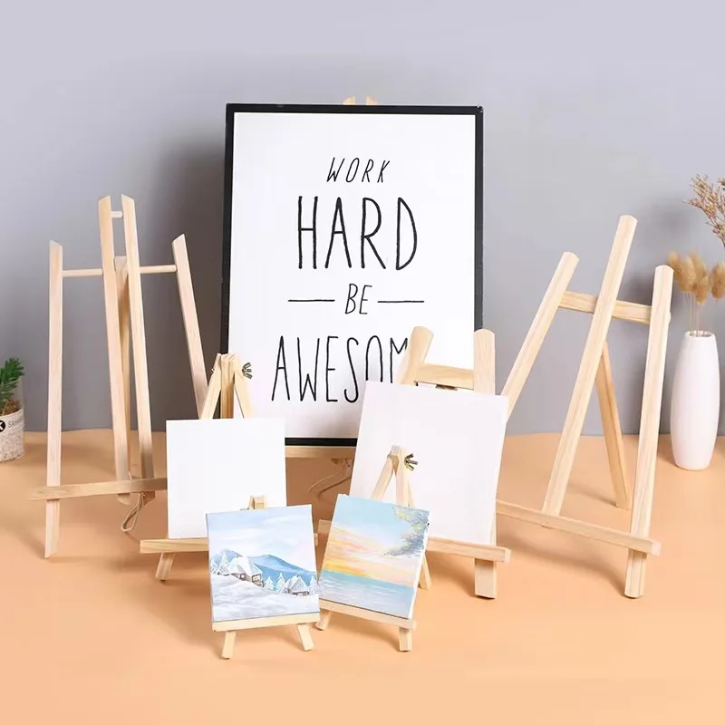 Wooden Mini Blank White Canvas And Easel Cotton Drawing Board Suitable For Gouache,Acrylic Painting,Graffiti Art Supplies HB-067