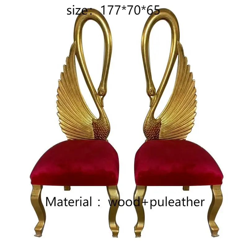 Swan Chair Hotel Club Carved Phoenix High Back Gold Chair