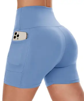 Pantaloncini sportivi tascabili da donna Leggings adatti per la corsa Fitness Ciclismo Palestra Tempo libero Pantaloncini da yoga ad asciugatura rapida a vita alta 1