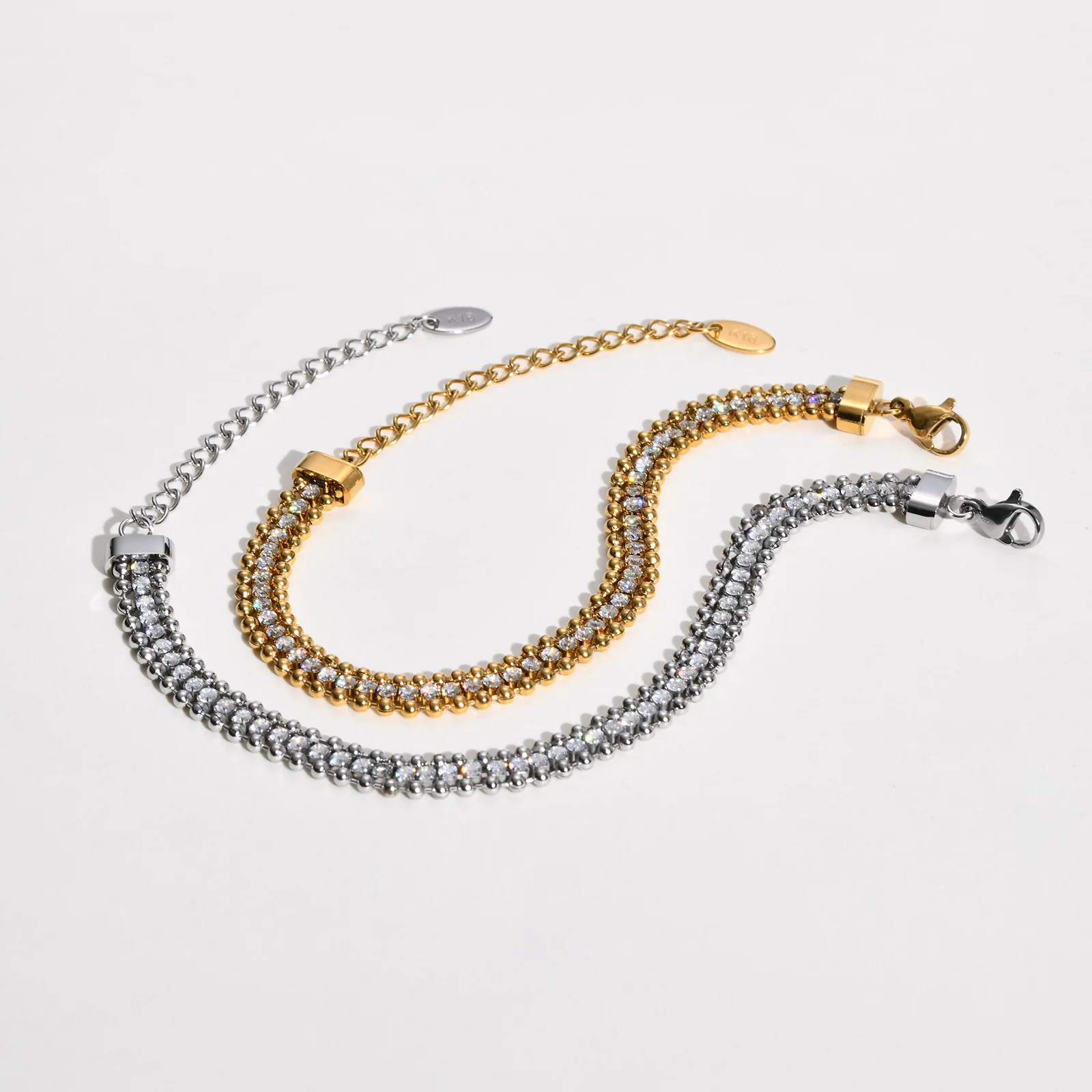 Tennis-Armband für Damen, verstellbare Zirkonia-Kette, Edelstahl-Armband, Armreif, Hochzeit, Party, Valentinstag, Geschenk – Detail 5