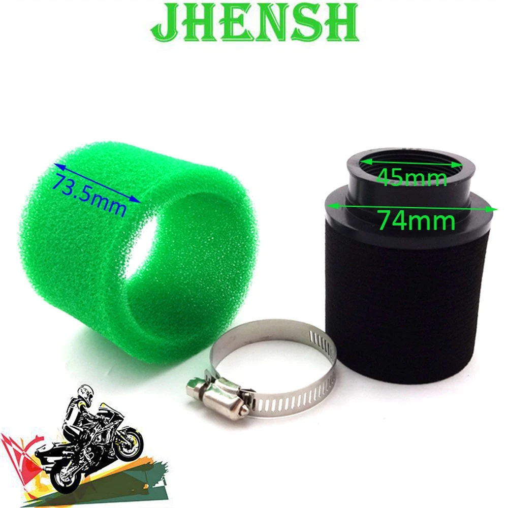 JHENSH Green 45mm Foam Air Filter For ATV Quad Pit Dirt Bike Go Kart Scooter Motorcycle