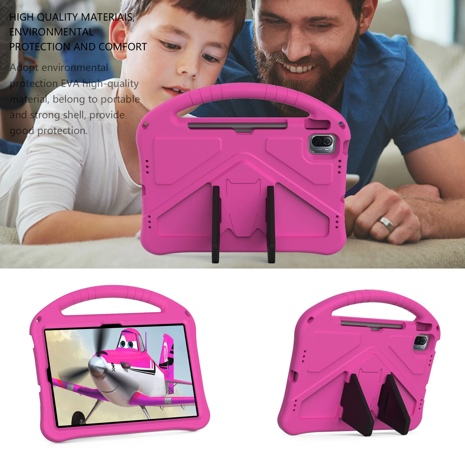 Children's Shockproof EVA Foam Tablet Case with Stand and Pen Slot