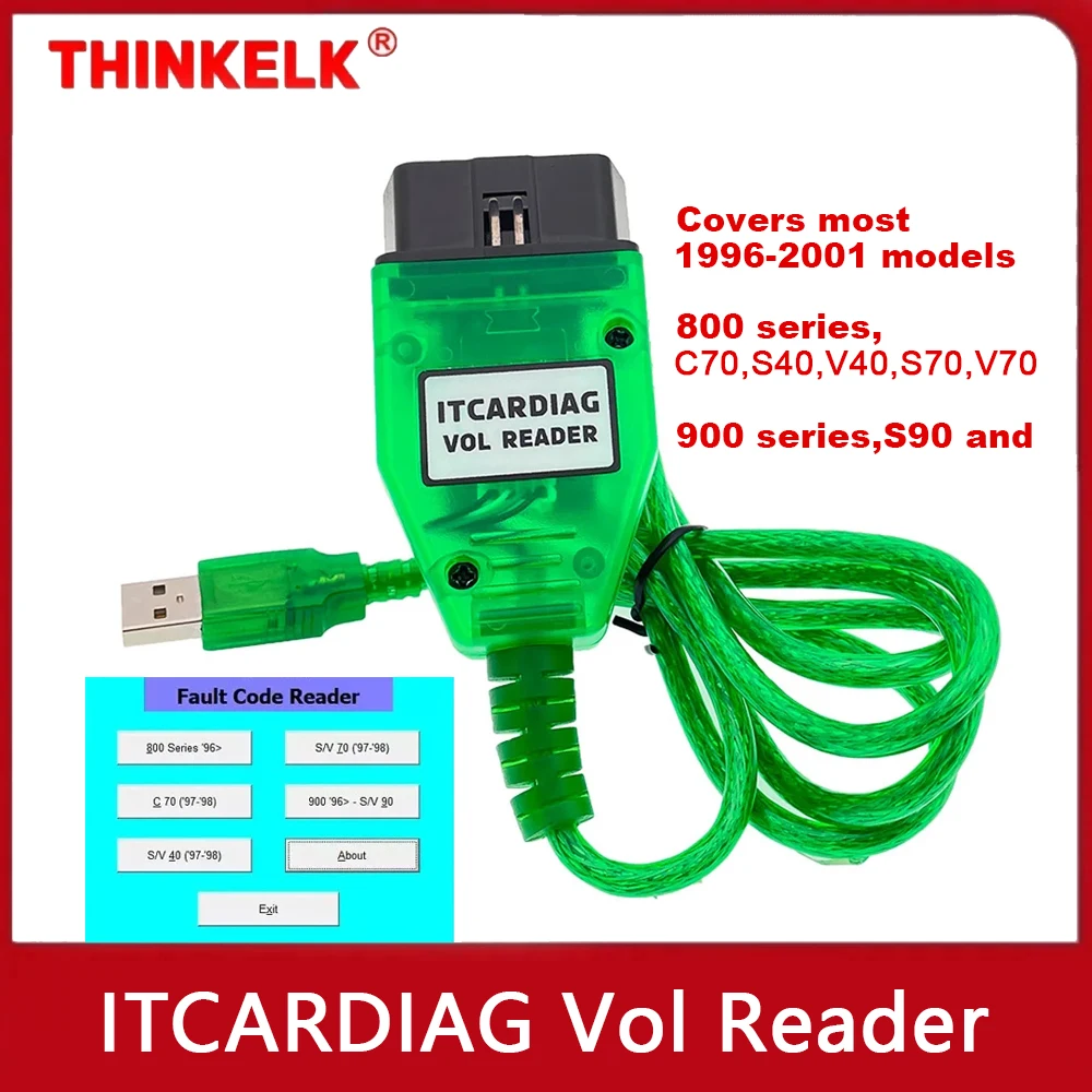 

ITCARDIAG Vol Reader Code Scanner for Volvo 800 900 Series C70 S40 V40 S70 V90 1996 To 2001 ECU Fault Codes Clear Engine Airbag