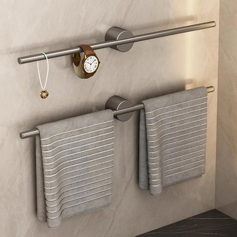 Bathroom Towel Rack Towel Holder Adhesive High quality Wall Mounted Aluminium No Drill hanger Bathroom Accessories